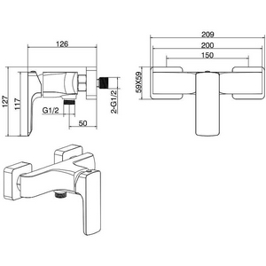 Смеситель для душа, (цв.черный матовый),  ZZ Allen Brau Infinity 5.21010-31