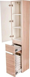 Шкаф-пенал универсальный  35 Люкс Plus R, с бельевой корзиной, в комплект. ножки и навесы, цв. ясень перламутр,  ZZ Style Line Атлантика ЛС-00000683