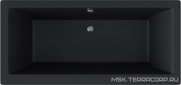 Ванна акриловая  180x80x46, расположение слива - по центру, без каркаса, слива-перелива, цв. черный, ZZ Berges TARI 053029