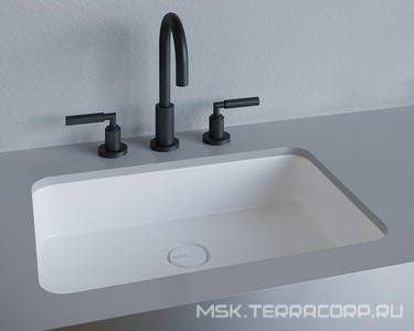 Раковина встраив.в столешн.снизу,прямоуг 550х380хh126мм,без отв.д/смес,без перелива,без донного клапана,литой камень S-Stone мат,цв.белый,  09 ZZ Salini Marea 1802209M