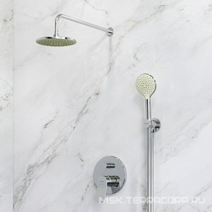 Душевой набор  для ванны с душем встраиваемый с внутренней частью, (смеситель/верхний душ/душевая стойка), цв. хром AMPM X-Joy FB85A1RH20