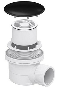 Сифон для душевого поддона, 60мм, с сухим затвором, накладка слива 90мм цв.черный, RGW Velplex QYD-06 ZZ RGW Универсал 18241106-04