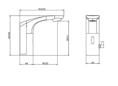 Смеситель для раковины электронный, без д/к, работа фотоэлемента от сети 220V и от 4-х пальчиковых батареек, (цв.хром), Acqua ZZ BelBagno ACQUA ACQUA-ELV-CRM