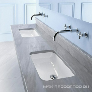 Раковина 55х38cм, встраив.в столешн.снизу, без отв. д/смес.,с переливом, .крепеж в компл., (цв.белый), Catalano ZZ Catalano Универсал 1SOCN00