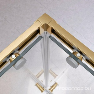 Душевой уголок 1000х1000хh2000мм, квадратн., 2 сдвижные дверцы с 2-мя неподв. сегм. (стекло прозрачное 8 мм, фурнит. цв.браш.золото), Relax ZZ Cezares relax RELAX-304-A-2-100-C-BORO