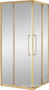 Душевой уголок 1000х1000хh2000мм, квадратн., 2 сдвижные дверцы с 2-мя неподв. сегм. (стекло прозрачное 8 мм, фурнит. цв.браш.золото), Relax ZZ Cezares relax RELAX-304-A-2-100-C-BORO