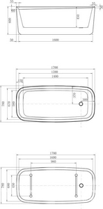 Ванна 1700x800хh580мм, отдельностоящая. интегрированный слив-перелив, д/к цв.хром в компл., (акрил цв.белый),  3 ZZ Allen Brau Infinity 2.21003.20