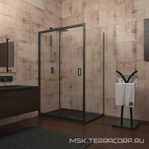 Боковая панель 800x1950 мм профиль черный, стекло прозрачное, покрытием Easy Clean ZZ Veconi KP KP03B-80-01-C5