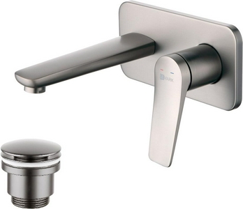 Смеситель для раковины, встраиаемый на 2 отверстия, донный клапан Click-Clack в компл.,цв. графит, ZZ Lemark Villa LM3726GM