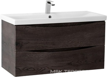 База под раковину подвесная с 2 выкатными ящиками, 964x438x500мм, без раковины, (цв.Rovere Nature Grigio), Marino-Cer ZZ