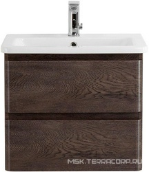 База под раковину подвесная с двумя выкатными ящиками, 600х450хh500мм, без раковины, (цв.Rovere Nature Grigio), Albano ZZ