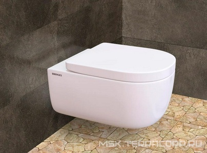 Комплект: Унитаз подвесной+сиденье с микролифтом цв.белый+инсталляция+клавиша 2-го смыва цв.черный ZZ Berges Универсал 043234