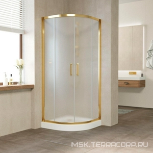 Душевое ограждение  TUR NOVO h2000, полукруглые двери раздвижные110х110х1900, профиль золото, стекло сатин ZZ Vegas Glass ZS ZS TUR NOVO 110 09 10