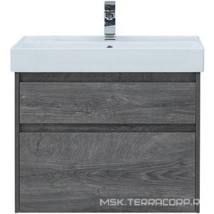 Тумба подвесная "" 75 см, цвет дуб рошелье, 2 выдвижн. ящик, БЕЗ раковины "Латина" ZZ Aquanet Nova Lite 242273