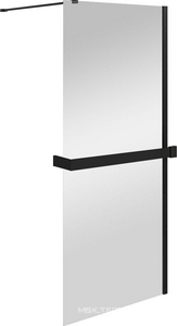 Душ.перегородка 1000хh2000мм, (стекло прозр.8мм Easy Clean, поперечн. укорачиваемый кронштейн 1200мм, фурнит.цв.черный мат.),  ZZ Vincea Walk-In VSW-4HR100CLB