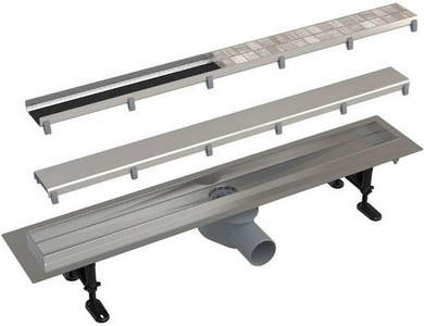 Универсальный водоотводящий желоб 550 мм Fit and Go, с двусторонней решеткой ZZ AlcaPlast Simple APZ13-DOUBLE9-550