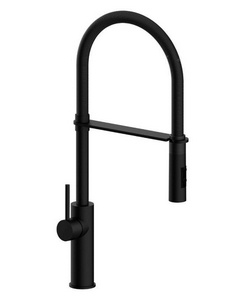 Смеситель для кухонной мойки, с выдвижным душем, 2 типа струи, (цв.чёрный матовый),  ZZ Paffoni Light LIG179NONO