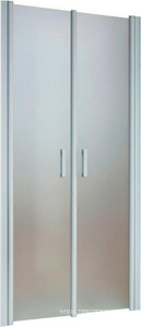 Душевая дверь 90*190 двухстворчатая распашная, открывается наружу и внутрь, профиль матовый хром, стекло сатин, БЕЗ покрытия ZZ Vegas Glass Е2Р Е2Р NOVO 90 07 10