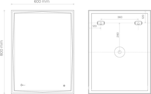 Зеркало прямоугольное 600х800 мм с подсветкой и без подогрева,  ZZ KVV Kyoto KT6080WH