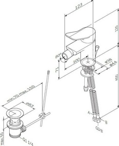 Смеситель для биде ,  с донным клапаном, хром ZZ AMPM X-Joy F85A83100