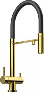 Смеситель Omoikiri Kanto для кухонной мойки c выдвиж. душем, цвет светлое золото/черный ZZ Omoikiri kanto 4994014