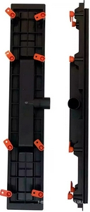 Водоотводящий желоб 850 мм LINE - с боковым сливом D 40, с решеткой под плитку, цв. черный, ZZ Veconi Универсал V850LB