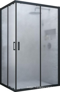 Душевое ограждение  NOVO, 100x120x210 см,  профиль черный матовый , стекло сатин ZZ Vegas Glass ZA-F ZA-F NOVO h210 100x120 02М 10