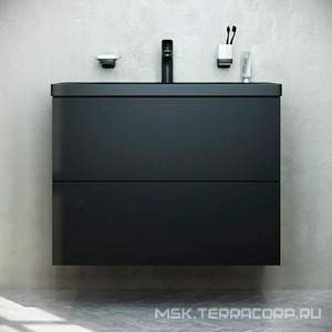 Тумба подвесная под раковину 75 AM.PM Gem M90FHX07522BM 2 ящика черная ZZ AMPM X-Joy M90FHX07522BM