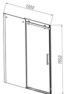 Дверь для душа, в нишу 1300хh1950мм, раздвижная, 1 дверь, 1 неподв.секция, правая/левая, (стекло прозрачное 8мм, фурн.цв.черный матовый),  ZZ Vincea Como-N VDS-4CN130CLB