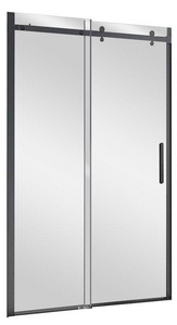 Дверь для душа, в нишу 1300хh1950мм, раздвижная, 1 дверь, 1 неподв.секция, правая/левая, (стекло прозрачное 8мм, фурн.цв.черный матовый),  ZZ Vincea Como-N VDS-4CN130CLB