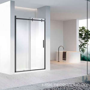 Дверь для душа, в нишу 1300хh1950мм, раздвижная, 1 дверь, 1 неподв.секция, правая/левая, (стекло прозрачное 8мм, фурн.цв.черный матовый),  ZZ Vincea Como-N VDS-4CN130CLB