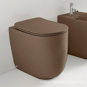 Унитаз напольный 35х55хh43см, безободковый, пристен. для монтажа со скрытым в стене бачком, крепл к полу в комп, без сиденья (цв.Bruno Matt), ZZ Kerasan Nolita 531888