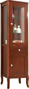 Шкаф-пенал 465х340хh1605мм, две дверцы (петли слева), один выдвиж. ящик, три керамич.ручки, две стекл полки в компл., (цв.орех),  ZZ Kerasan Retro 731540-sx