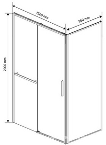 Душевой уголок 1500х900хh2000мм, прямоуг., правый/левый, (стекло прозрачное 6мм Easy Clean, фурн.цв.черный),  ZZ Vincea Slim Soft VSR-1SS9015CLB