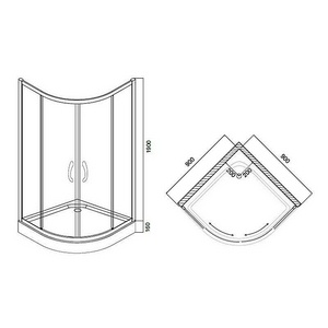 Душевое ограждение  Twin Slide  90x90х190 см, раздвижная дверь, проф.матов.хром, стекло прозрачное, БЕЗ поддона ZZ AMPM Like W80G-301-090MT