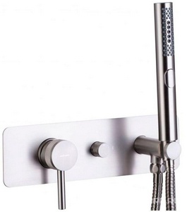 Смеситель для душа, встраиваемый в стену, шланг, лейка, внутренняя часть в компл., (цв.браш.никель),  ZZ Allen Brau Priority 5.31009-BN