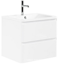 База под раковину подвесная с двумя выкатными ящиками, 600х423х500мм, без ручек и раковины, (цв.Белый металлик), Due ZZ