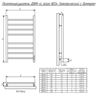 Полотенцесушитель электрический ДВИН  plaza neo 80х50 см, Электрический (К диммер квадрат  хром) K Двин L 4657763757717