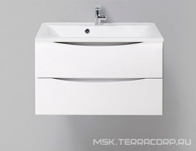 База под раковину подвесная с 2 выкатными ящиками, 696х448хh500мм, без раковины, (цв.Bianco Lucido),  ZZ BelBagno Marino MARINO-700-2C-SO-BL-P