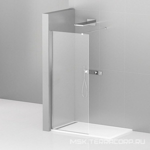 Душевая перегородка 1200хh1950мм, правая/левая, (стекло прозрачное 8мм, поперечный укорачиваемый кронштейн 1200мм, фурнит. цв.хром),  ZZ Cezares Liberta LIBERTA-L-1-120-120-C-Cr