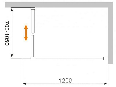Душевая перегородка 1200хh1950мм, правая/левая, (стекло прозрачное 8мм, поперечный укорачиваемый кронштейн 1200мм, фурнит. цв.хром),  ZZ Cezares Liberta LIBERTA-L-1-120-120-C-Cr
