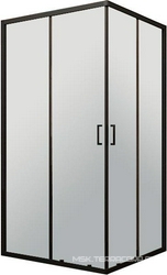Душевой уголок 900x900x1950 раздвижной квадратный стекло-прозрачное, профиль черный, стекло прозрачное, ZZ