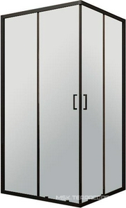 Душевой уголок 900x900x1950 раздвижной квадратный стекло-прозрачное, профиль черный, стекло прозрачное, ZZ Veconi RV RV13-90-01-C5