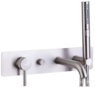 Смеситель для ванны, встраиваемый в стену, шланг, лейка, внутренняя часть в компл., (цв.браш.никель),  ZZ Allen Brau Priority 5.31006-BN