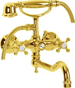 Смеситель для ванны, с поворотным изливом, лейка в компл., (цв.золото),  ZZ Migliore Lady 18847
