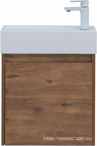 Тумба подвесная 50 см, 1 дверца, без раковины арт.182338, цв.дуб рустикальный (дерево) Aquanet Nova Lite 298855