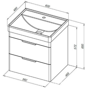 Тумба подвесная 60 см, 2 ящика, без раковины  (301803), цв. белый Aquanet Ирис 310144