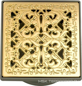 Трап душевой, 112х112мм., с гидрозатвором и декоративн. решеткой, (цв.золото), Migliore ZZ Migliore Универсал 24891