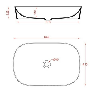 Раковина накладная на столешницу, овальная 650х415хh125мм, без отв.д/смесит., без перелива, (цв. matt black),  XXZZ ArtСeram Ghost GHL002 17; 00