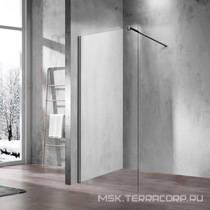 Душевая перегородка 1000хh2000мм, правая/левая, (стекло прозрач.8мм, поперечн. укорачиваемый кронштейн 1200мм, фурнит.цв.вороненая сталь),  ZZ Vincea Walk-In VSW-1H100CLGM